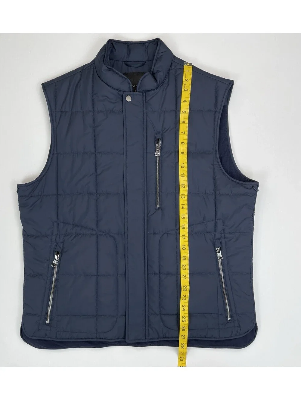 Banana Republic Mens Modular Quilted Puffer Vest Navy Blue Full Zip Pockets L